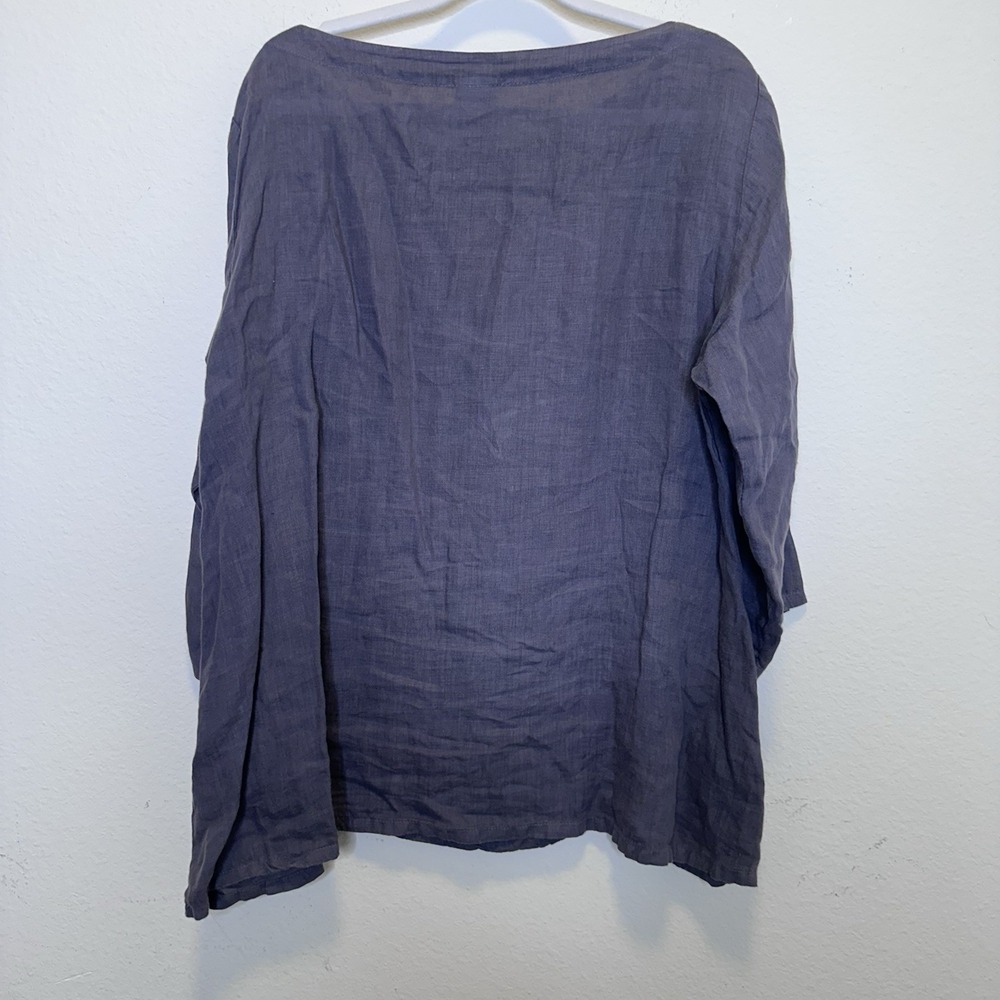 Match Point USA Linen Top Blouse Womens Size S Gray  Lagenlook Minimalist Resort - Picture 5 of 5